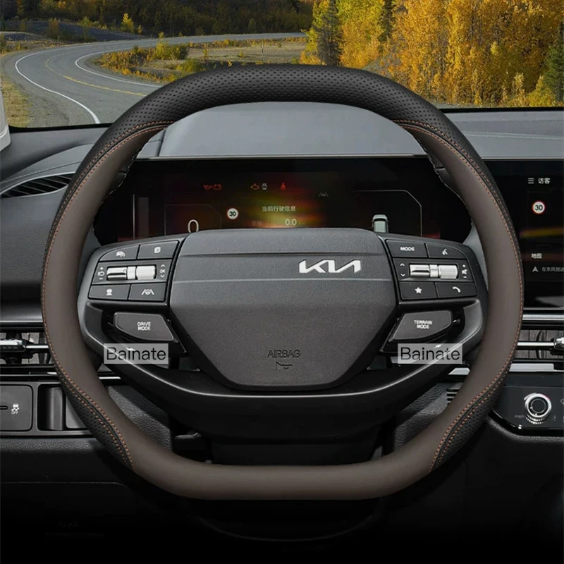 38 cm Auto-Lenkradbezug, für NEUEN KIA Sportage EV9 Sorento 2026, Leder, Lenkradhülle, Autozubehör – Detail 6