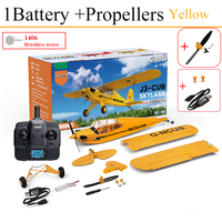 Parkten RC Plane RTF 2.4G Brushless Motor 3D/6G Remote Control Airplane Wltoys A160 Upgraded J3-CUB Yellow And RED Ready To Fly