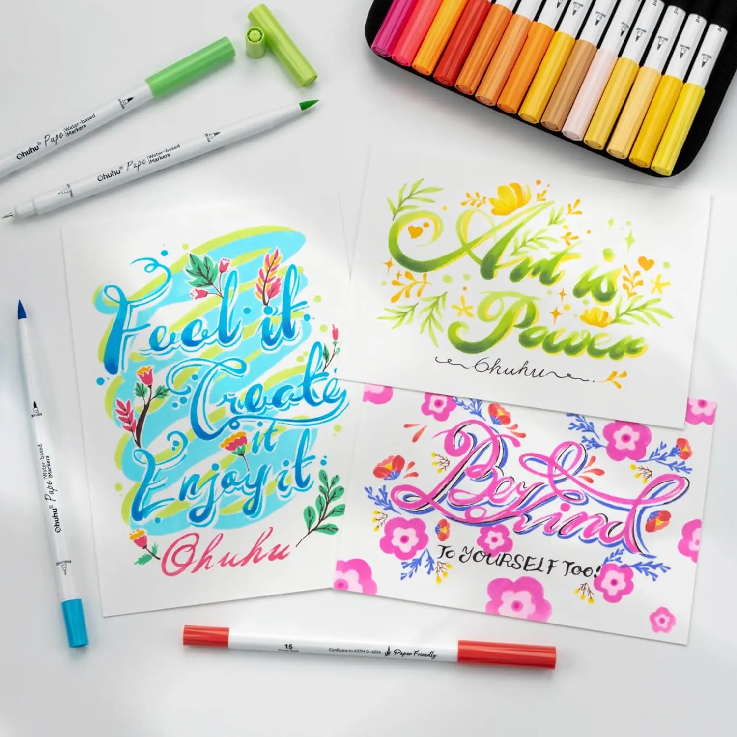 

Ohuhu 60 Color Double Brush Fine Tip Marker Paper Friendly Coloring Marker Bleeding Free Art Marker