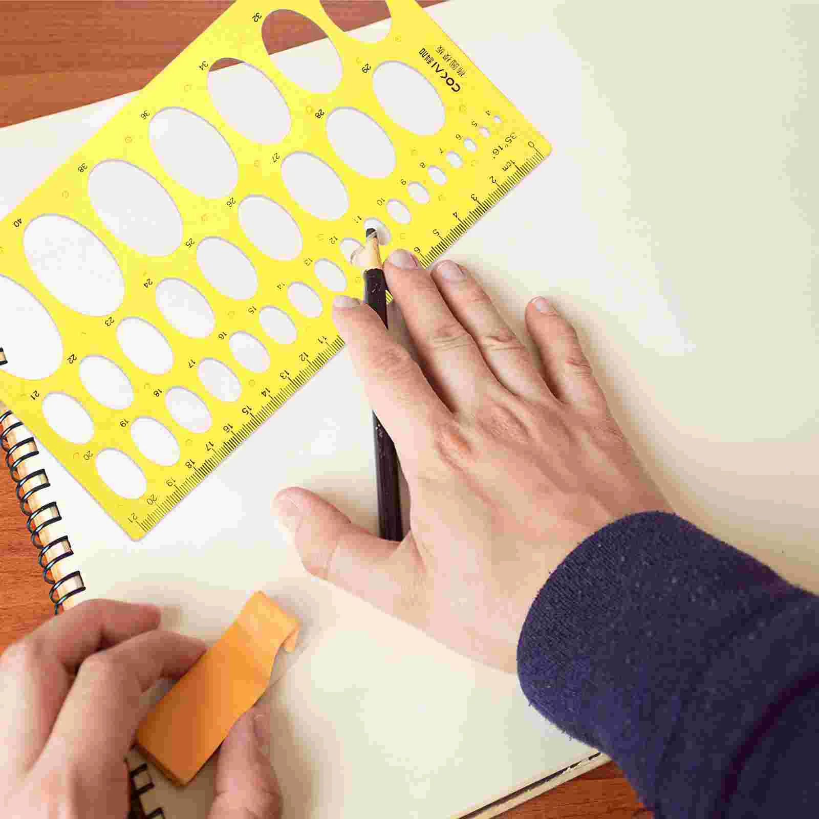 Ellipse Draft Rulers Plastic Drawings Templates Measuring Geometric Rulers for School Office (Orange)