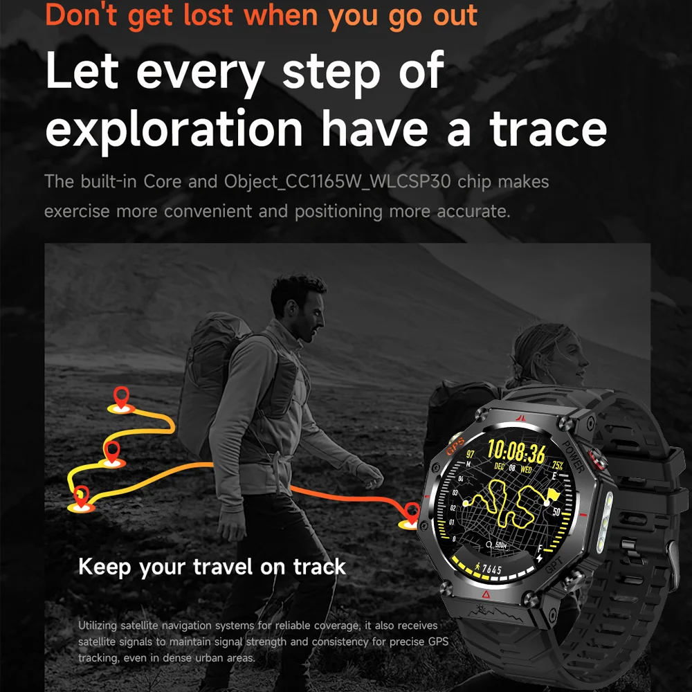 DAORKOW 2025 ChatGPT AI Assistant GPS Smartwatch 5ATM مقاوم للماء بوصلة بلوتوث دعوة في الهواء الطلق ساعة ذكية للرجال والنساء