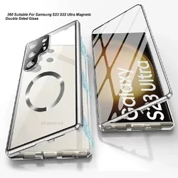 NEW Metal Magnetic Security Lock Double Sided Glass Cover For Samsung Galaxy S21 S22 S23 S24 S25 Ultra Case With Lens Protection