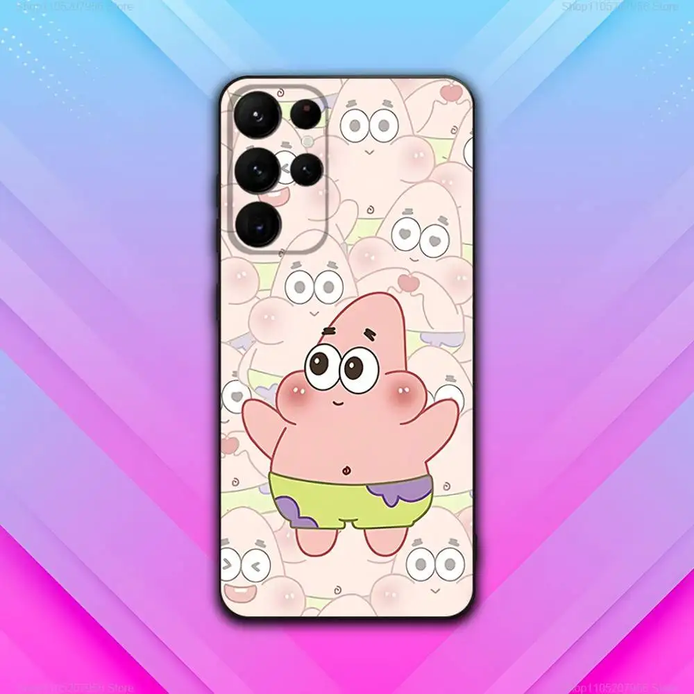 P-Patricks-ES Cute S-Star Untuk Samsung S30,S25,S24,S23,S22,S21,S20,Fe,Lite,5G,Ultra,Plus,Black Phone Case Ultra-Thin