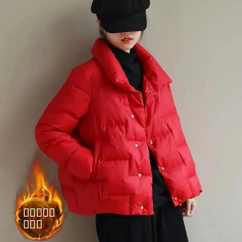 

Thiened down Cotton Jaet Women's Sli Stand Collar Lightweight Padded Coat Brand Outlet Goods Tag Removed plus Size