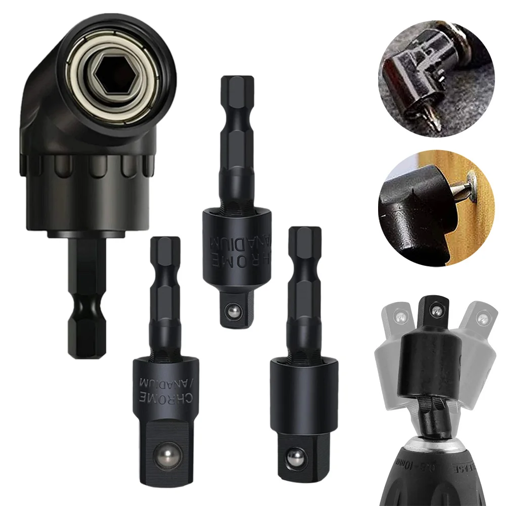 

W/105 Degree Angle Screwdriver Dril Impact Socket Adapter 4In1 360° Rotatable Flexible Batch Head Screwdriver Socket