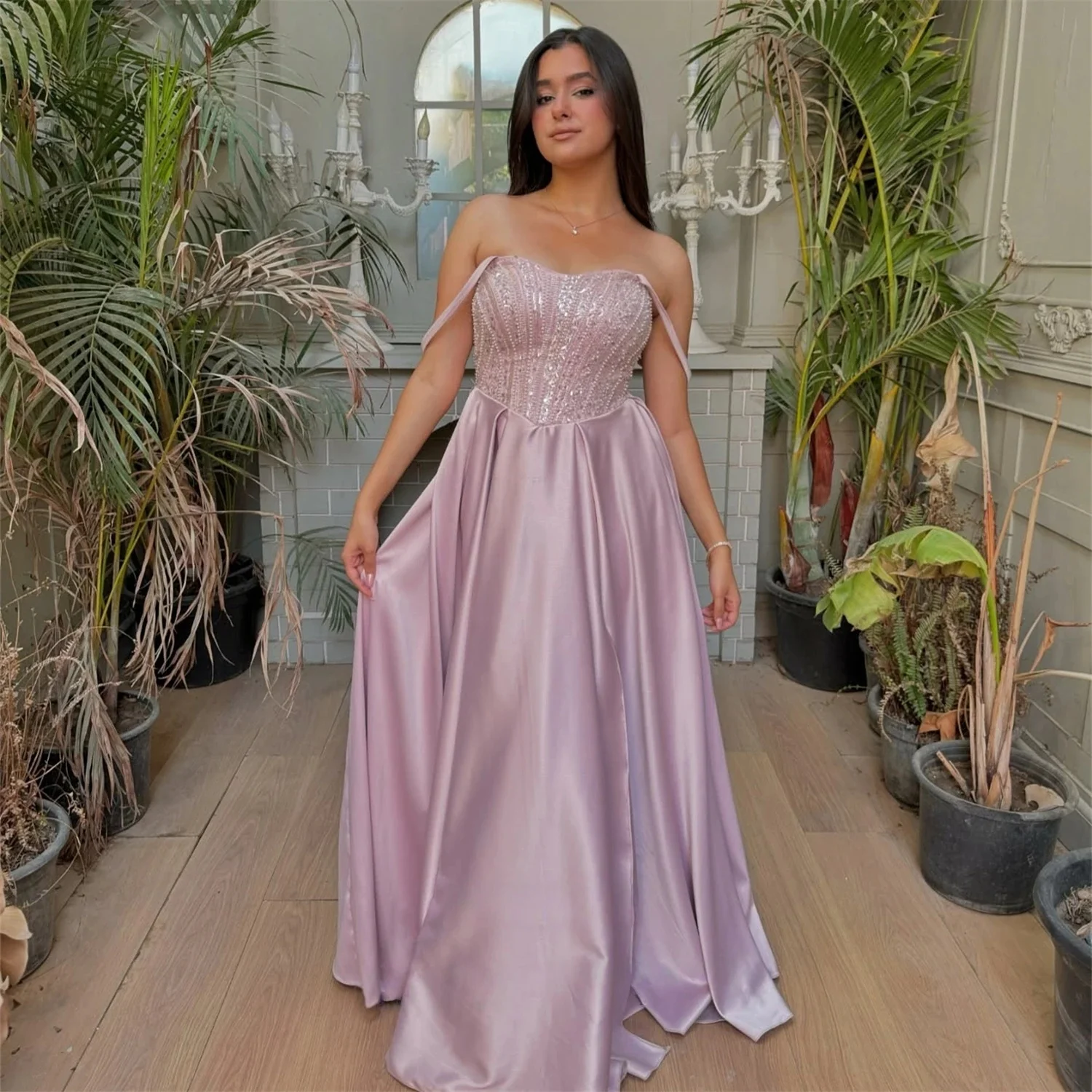

Formal Pearls Long Bespoke Occasion Gown Evening Dresses Pastrol Unisex Jersey Retro Dubai Saudi Arabic Israel Prom Customized