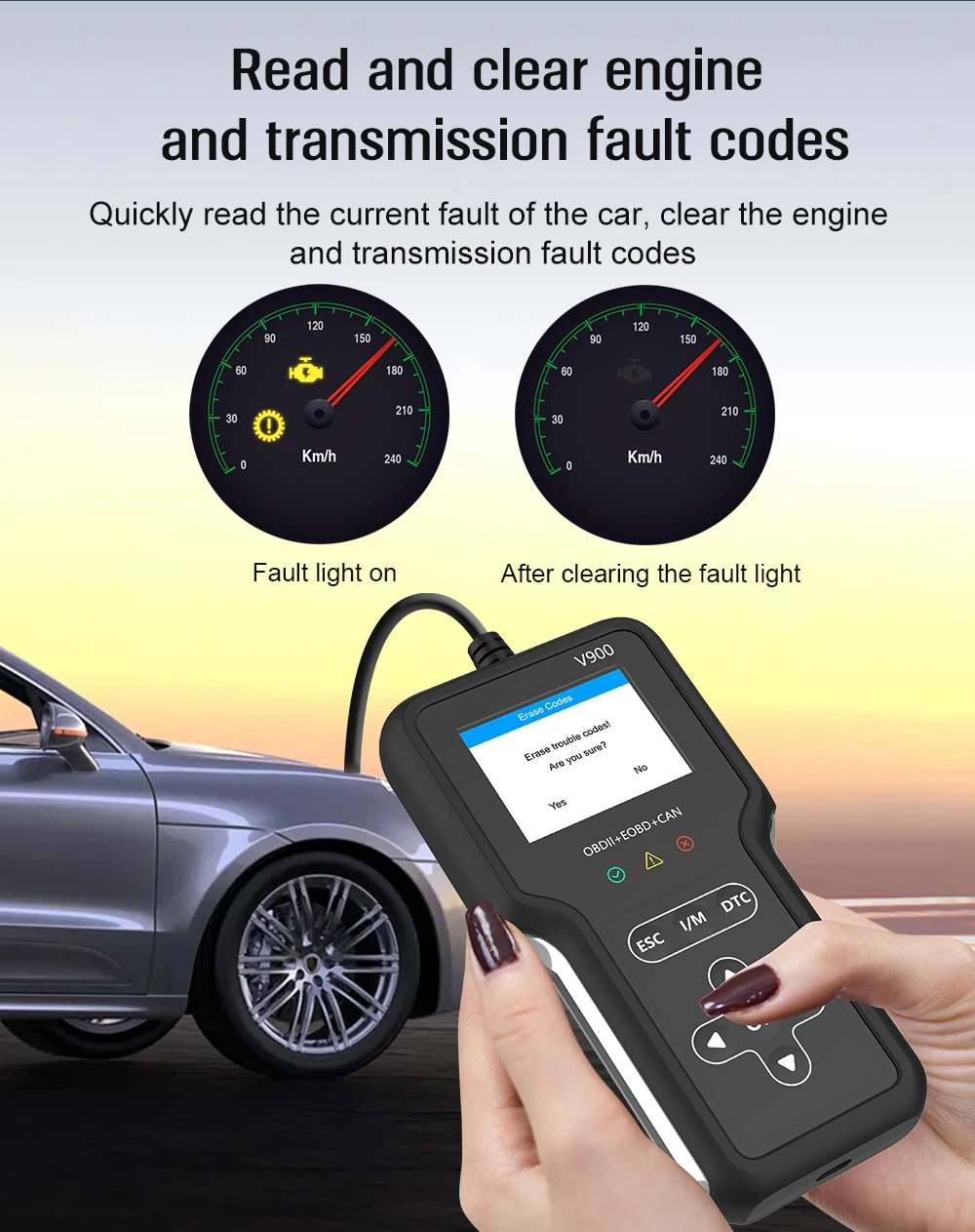 V900 Obd2 الماسح الضوئي أداة تشخيصية اختبار الأداء قارئ الماسح الضوئي سيارة خطأ فحص جهاز Obd2 آلة تشخيص للسيارات #6