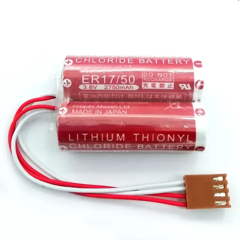 Original ER17/50 3.6V 2750mAh MD500N 50750-1018 PLC CNC Lithium Battery with Wire Plug for Kawasaki Robot Toys Batteries