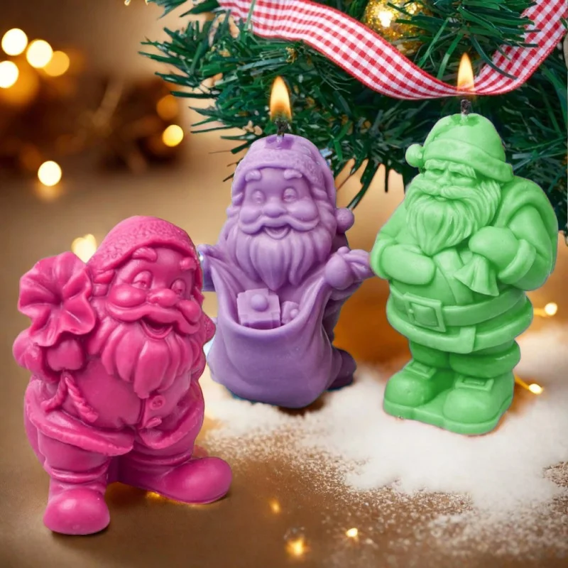 Santa Claus เทียนแม่พิมพ์ซิลิโคน DIY Handmade 3D คริสต์มาสหัตถกรรมของขวัญพลาสเตอร์ Aromath สบู่หล่อแม่พิมพ์ Home Party เครื่องประดับ