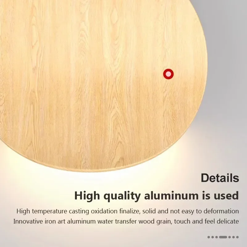 Nordic Wood Wandlamp Minimalistische Led Ronde Wandlampen Voor Slaapkamer Woonkamers Studeerkamer Kantoor Decoratie Verlichting Glans