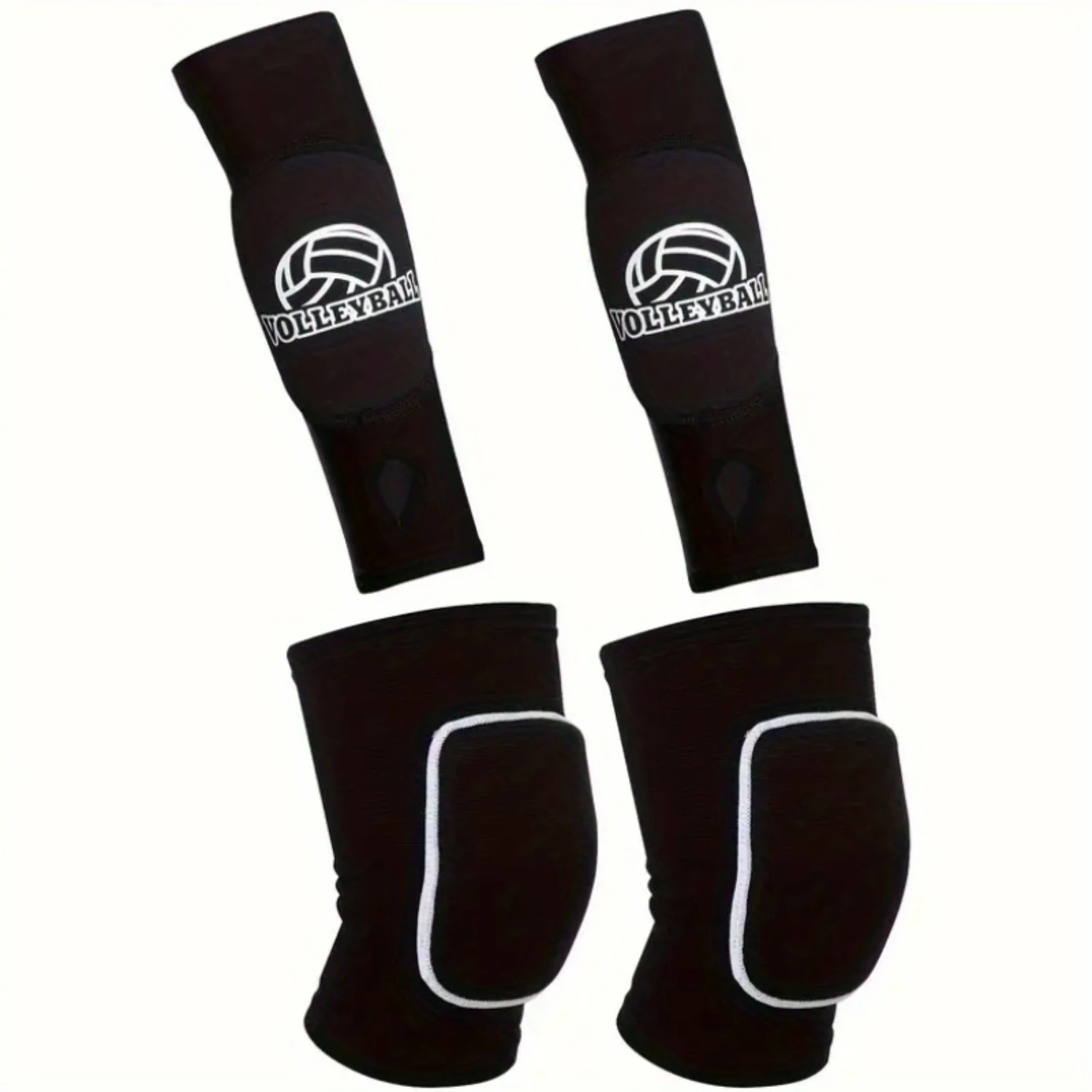 2pairs/set, 1pair Volleyball Knee Pads, 1pair Volleyball Arm Sleeves With Protective Pads And Thumb Holes, Suitable For Women Vo