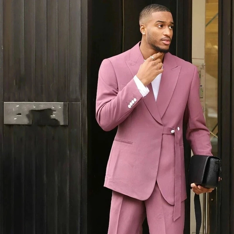 Spring Festival latest design men's slimming suit wedding groom suit two-piece suit (jacket+trousers) men's suit with belt