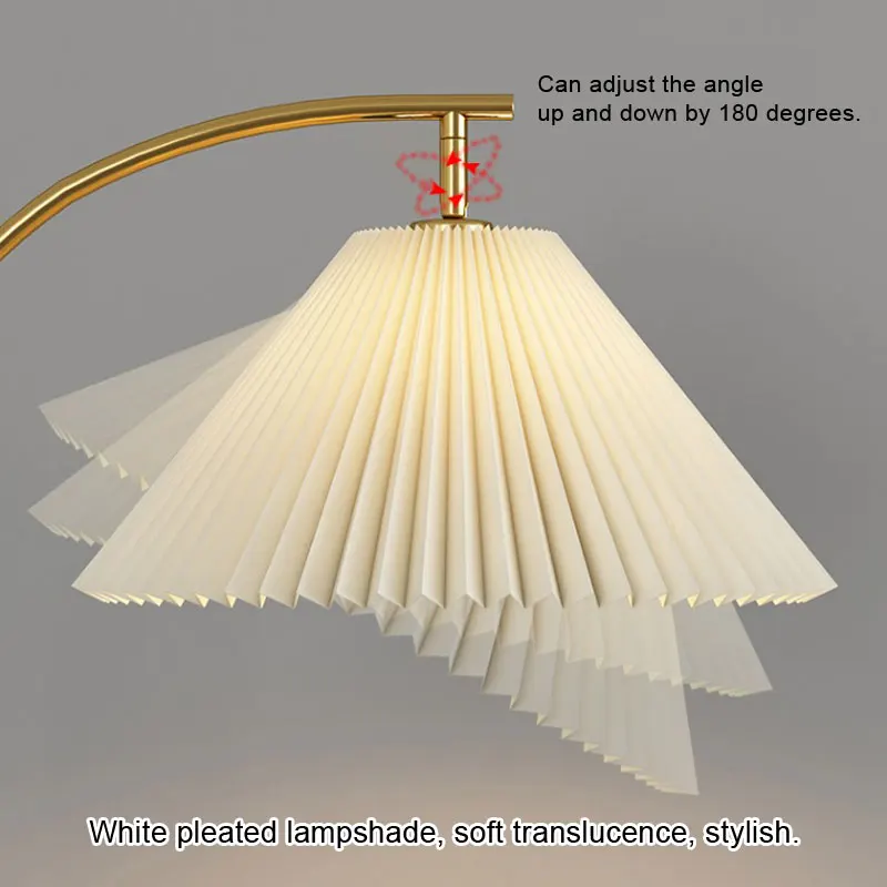 LED Pleated Floor Lamp with Wood Shelves 6