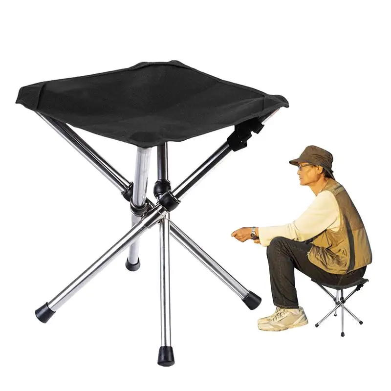 Camping Stools For Adults Stainless Steel Foldable Foot Stool High Load Bearing Portable Fishing Foot Stool Beach Foot Stool