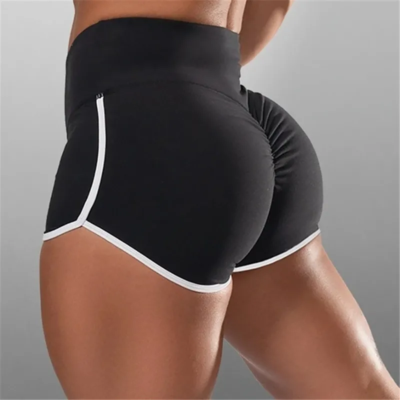 High Waist Shorts Women Exercise Sexy Hips Push Up Sportswear Quick-drying Running Casual Shorts Tights Skinny Yoga Pants Black