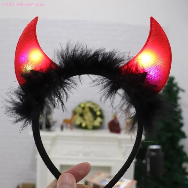 62KE Lễ Hội Bên Quỷ Sừng Thiên Thần Aureole Hình Băng Đô Quấn Tóc Halloween Mũ Trụ