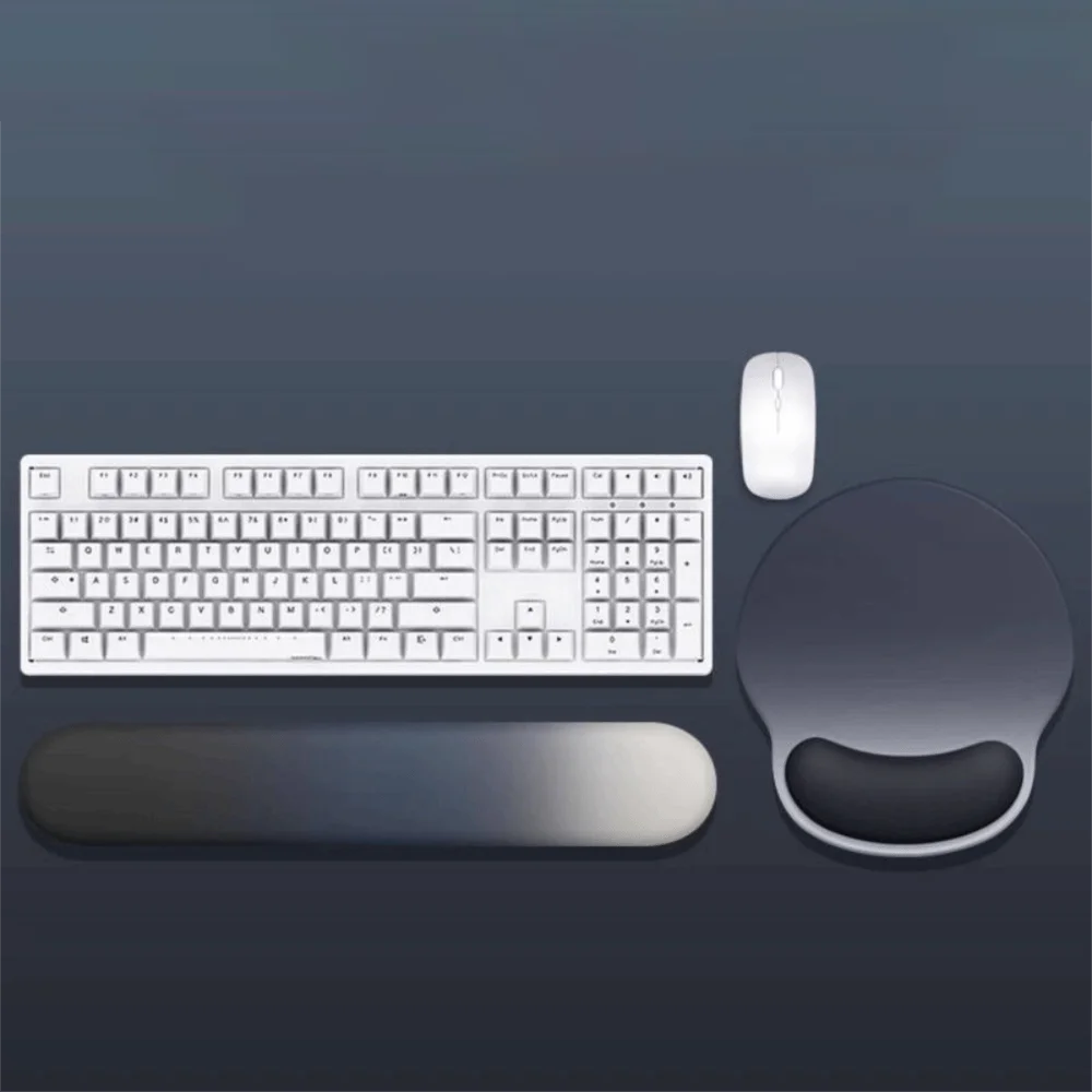 Memory Foam Keyboard Wrist Rest Set Gradient Design Rubber Mouse Pad Set Ergonomic Support Non Slip Base Ergonomic Wrist Rest