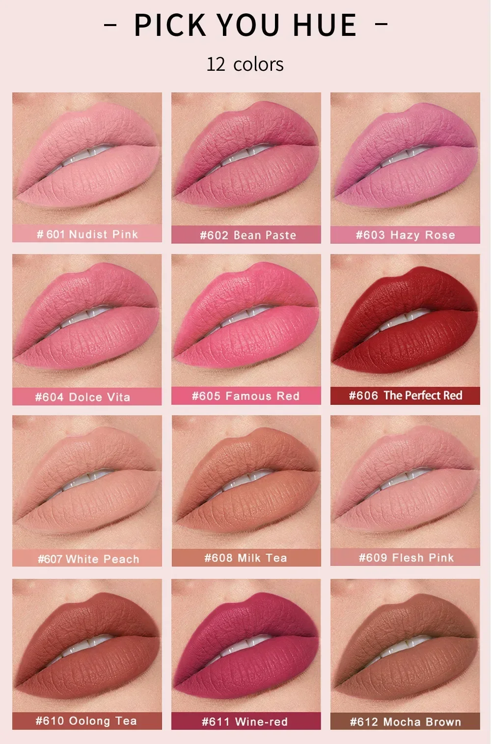 New Sexy 12 Colors Lips Makeup Lipstick Lip Gloss Long Lasting Moisture Cosmetic Lipstick Red Lip Matte Lipstick Waterproof