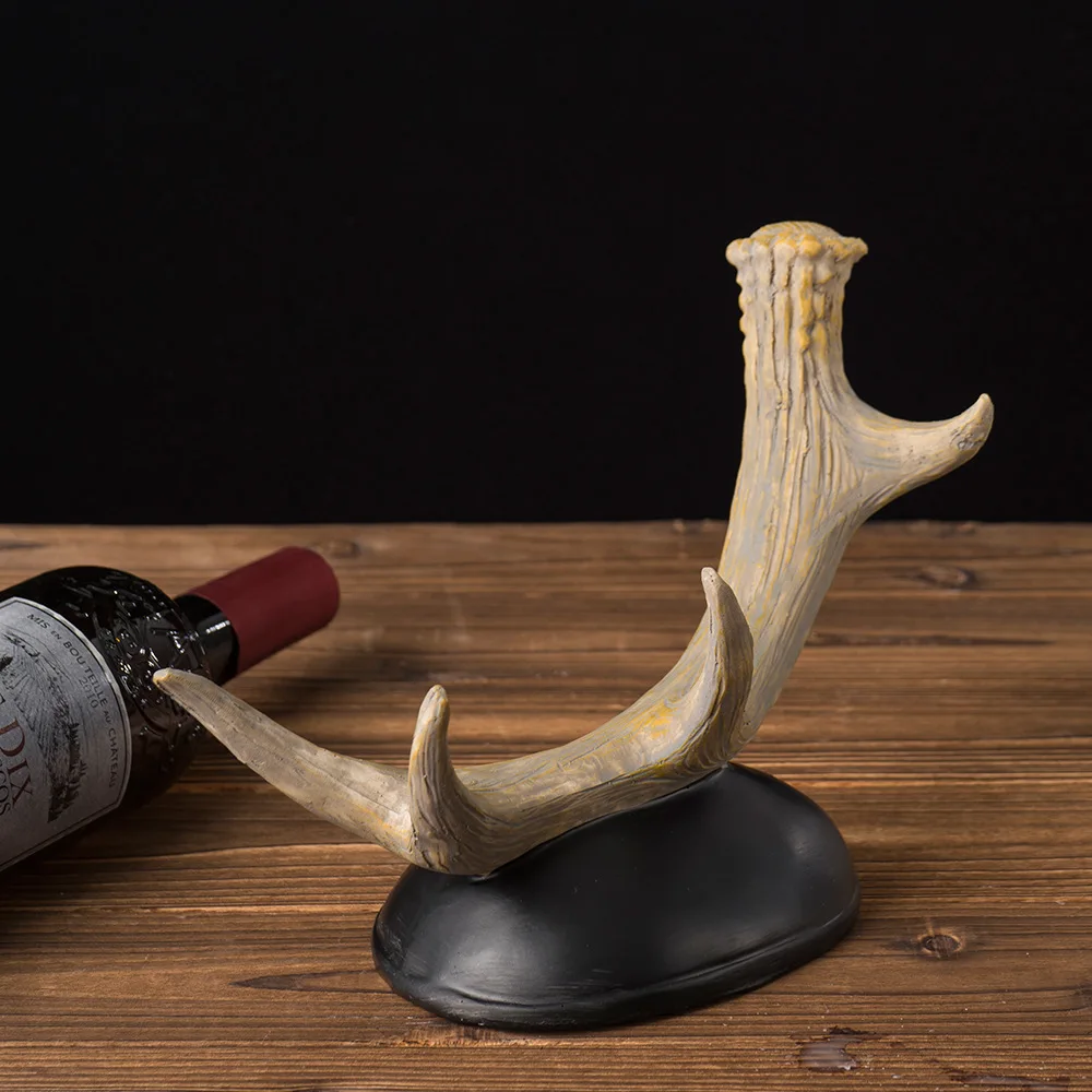 Creative Antlers Red Wine Rack Slanted Wine Cabinet Selected Wine Stoppers Household Ornaments Animal Shaped Resin Ornaments