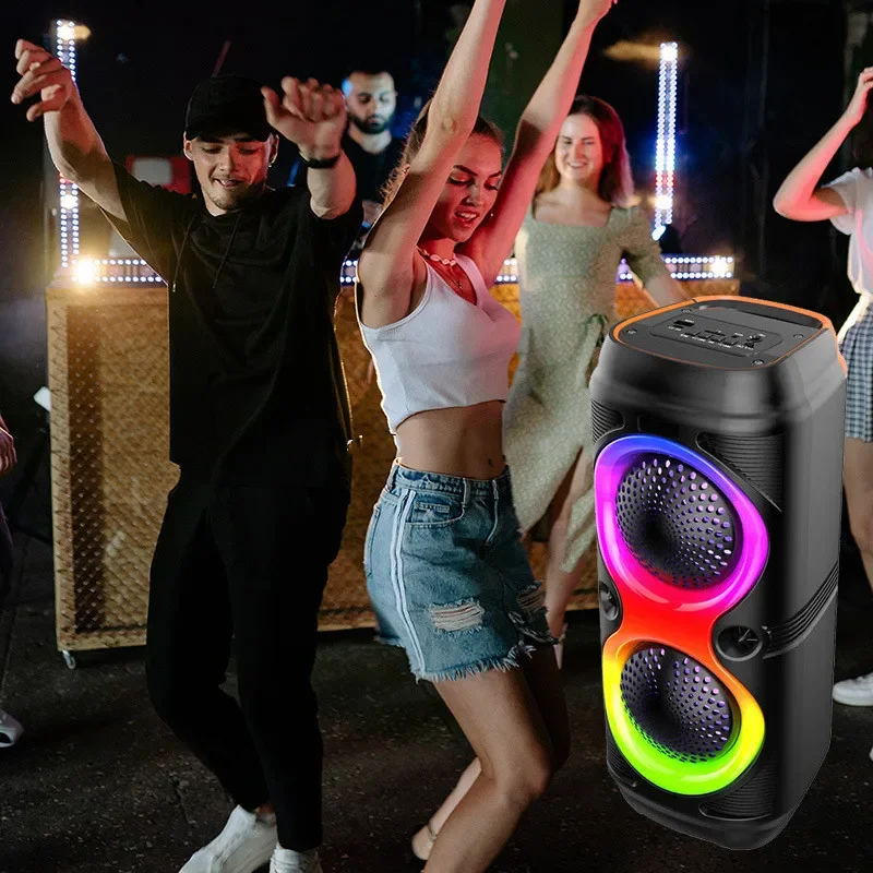 Altoparlanti Bluetooth Wireless Partybox per Karaoke domestico ad alta potenza Outdooor Subwoofer per bassi pesanti Sound box portatile luci RGB FM/TWS