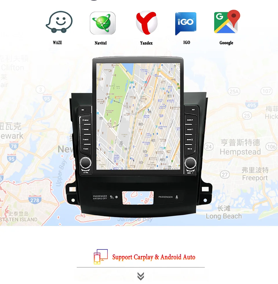 Autoradio de 9,7 pulgadas para Mitsubishi Outlander 2005 - 2013 sistemas inteligentes de navegación GPS para coche Carplay reproductor de música y vídeo automático