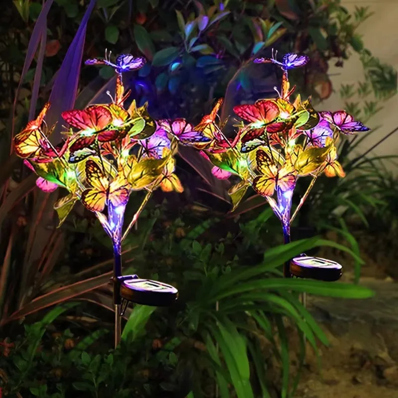 

Solar Outdoor Lights Butterfly Flower Garden Fairy Lights Wedding Birthday Decorations Lawn Lamp Yard Path Ornament