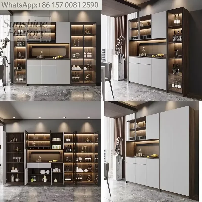 Chinese Factory Living Room Bar Wine Cabinet Modern 304 Stainless Steel Wine Cabinet for Villa