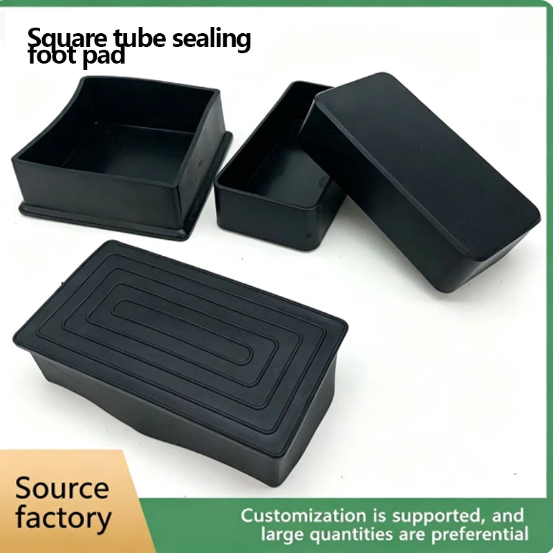 Rubber Anti-Skid Sleeve for Rectangular Tube, Shelf Foot Cover, Square Waterproof End Cap Plug 50*100mm 80A Soft Rubber