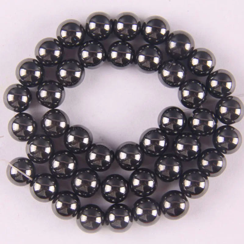 4MM,6MM,8MM,10MM Black Magnetic Hematite Healing Loose Beads 16 Inch Jewelry Making