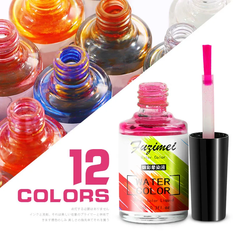 

10 мл, 12 цветов, акварельные чернила, гель с цветущим эффектом, лак для ногтей, полуперманентный дизайн ногтей, сушка на воздухе, гель-лак для ногтей