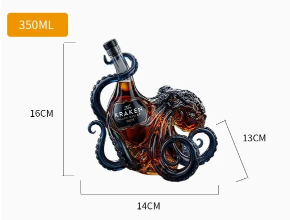 Glass Bottle Sea Monster Octopus Rum Wine Bottle Decoration Bar Wine Enthusiasts Art Collection Decoration Decanter Wine view 5