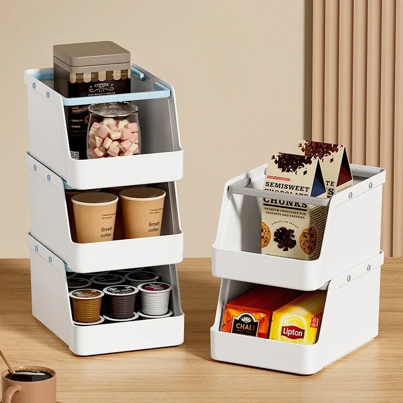 

Household Desktop Stackable Plastic Storage Box Suitable For Office Desks And Bathrooms - Lightweight And Assembly Free