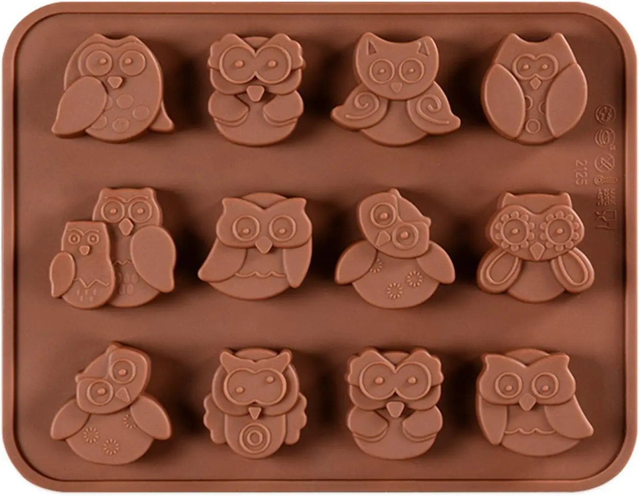 

12 Cavity 3d Owl Silicone Mold Different Owls Shape Bakeware for Halloween Theme Chocolate Muffin Cups Ice Cube Soap Cake Decor