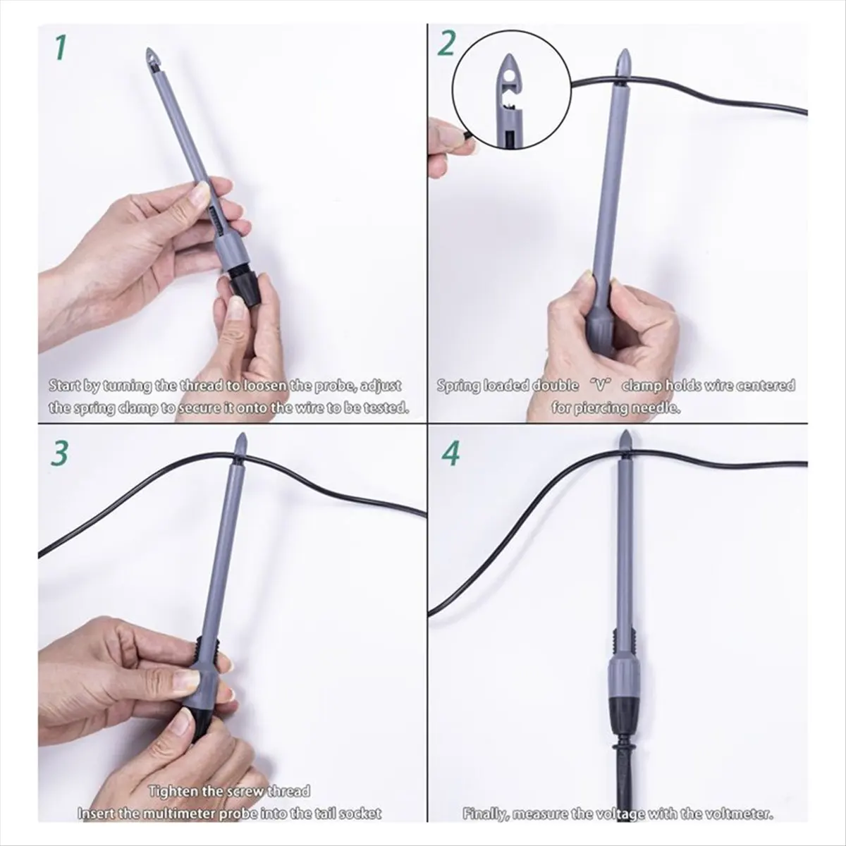 (ABGQ) Insulation Piercing Clip Set, Banana Plug Connections,Wire Piercing,Piercing Probe Insulation Piercing Clip Set 2mm