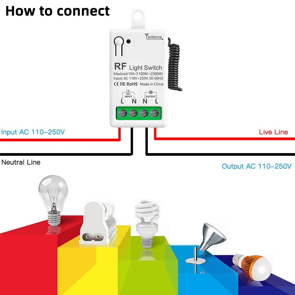 Wenqia RF 433mhz 110v 220v 240v Light Switch 1/2/4/6 Gang Magenitic Wireless Remote Control Wall Switch for Home LED Fan Lamp