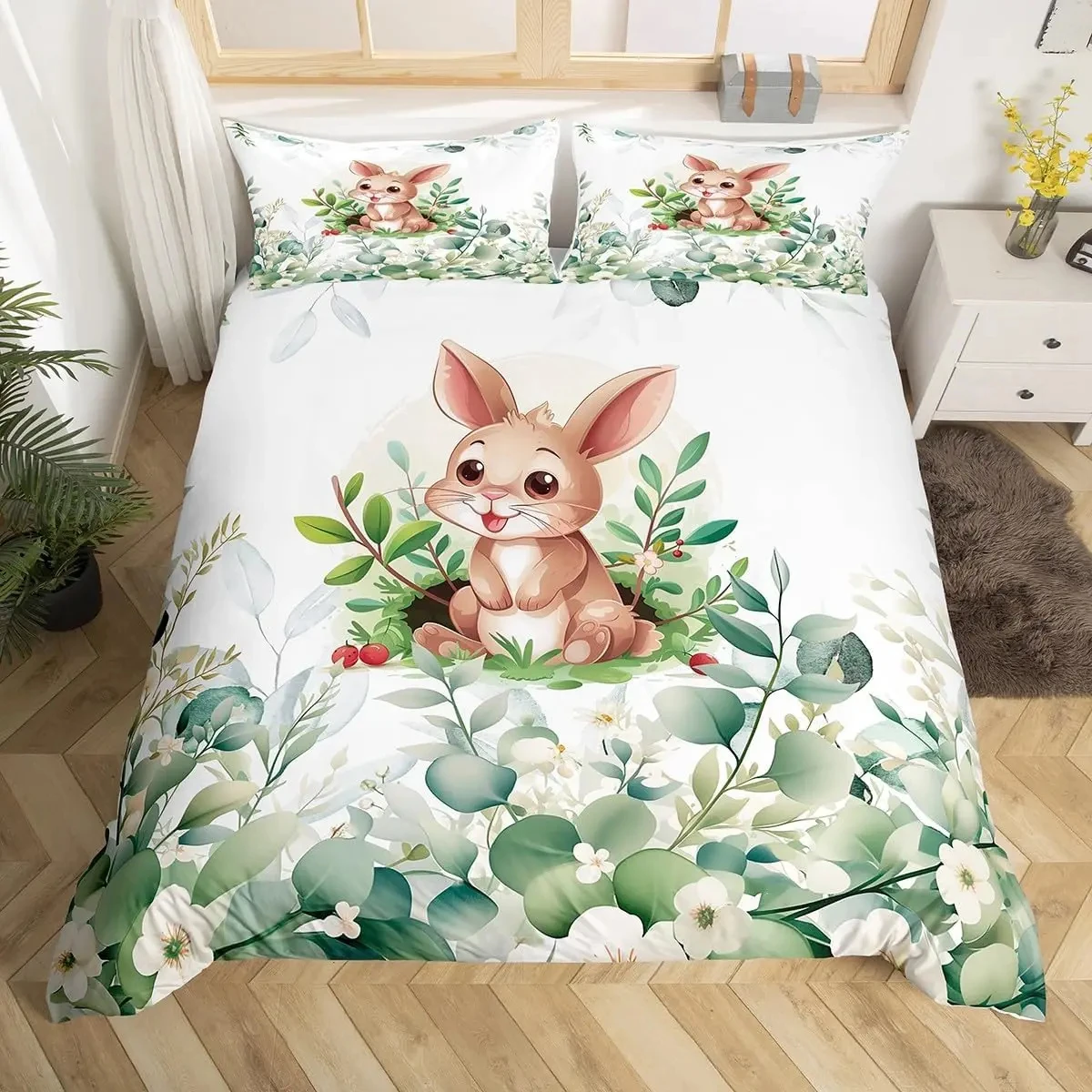 copripiumino-kawaii-con-coniglietto-per-ragazzi-e-ragazze-set-di-biancheria-da-letto-con-foglie-di-eucalipto-copriletto-tropicale-botanico
