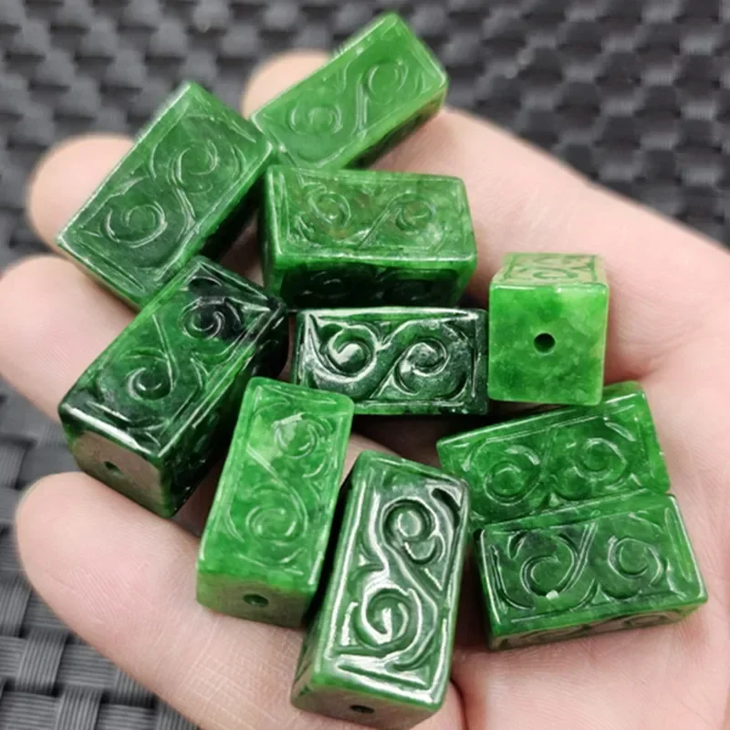 

Square Passepartout Jade Loose Beads Emerald Ruyi Bucket Beads Bracelet Necklace Beads Wholesale 5PC/LOT