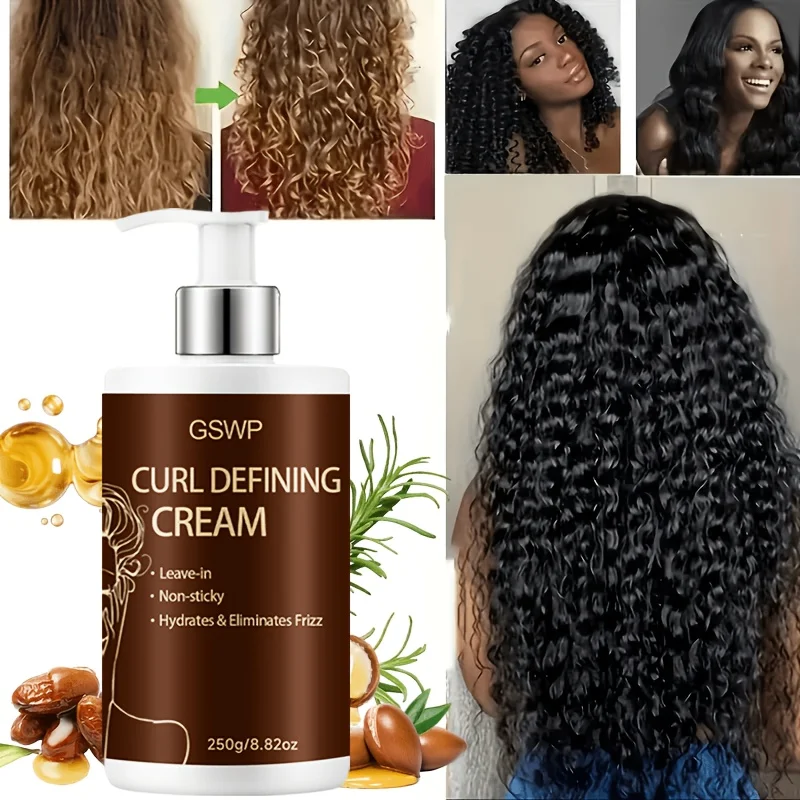 GSWP  Anti-Frizz Moisturizing Curl Cream，with Argan Oil & Coconut Oil, Moisturizing Anti-Frizz and Long Lasting Hold.250g/500g