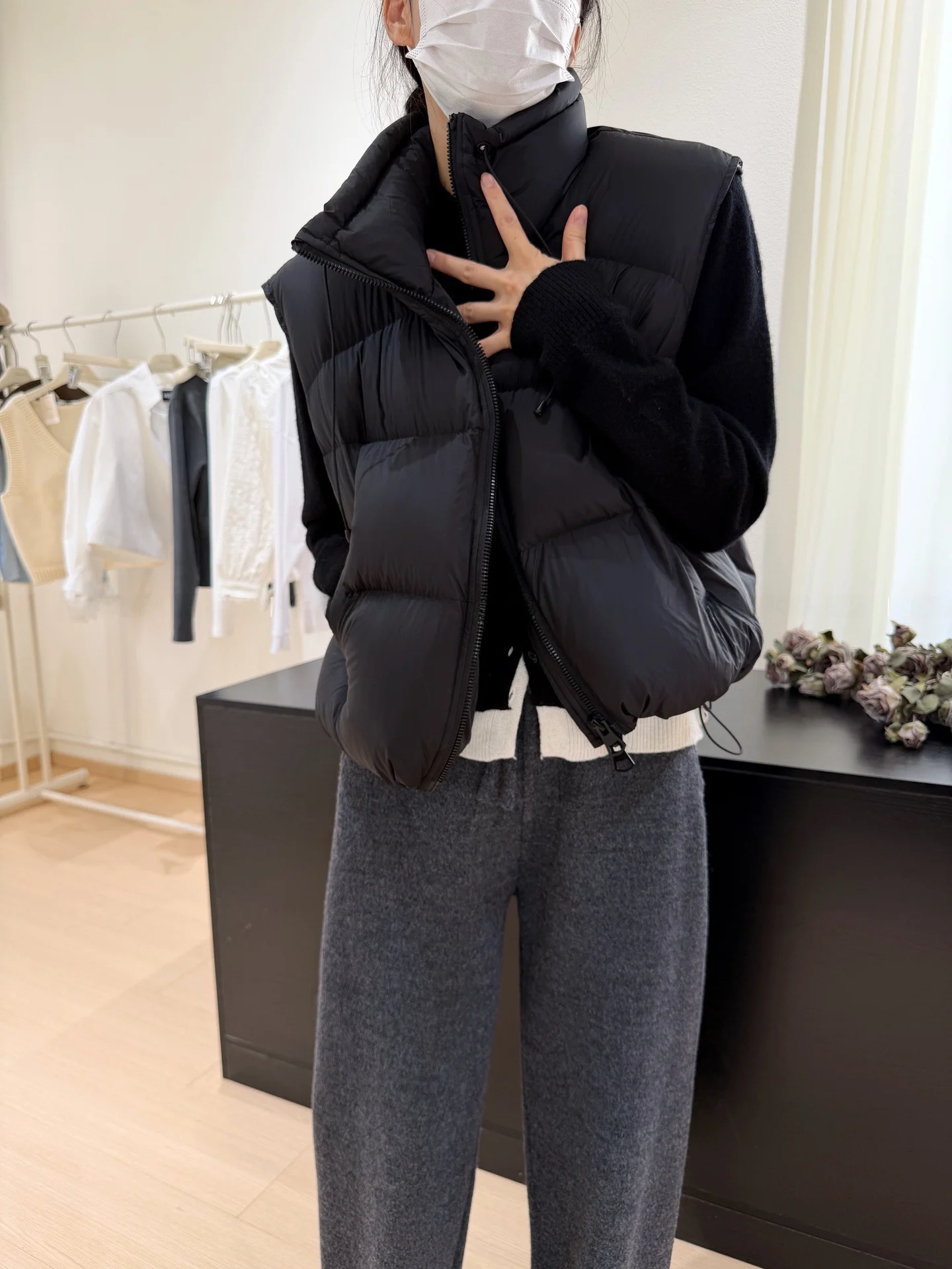 

Женский пуховый жилет Zhiyan Xu: теплая куртка-пуховик с воротником-стойкой на молнии