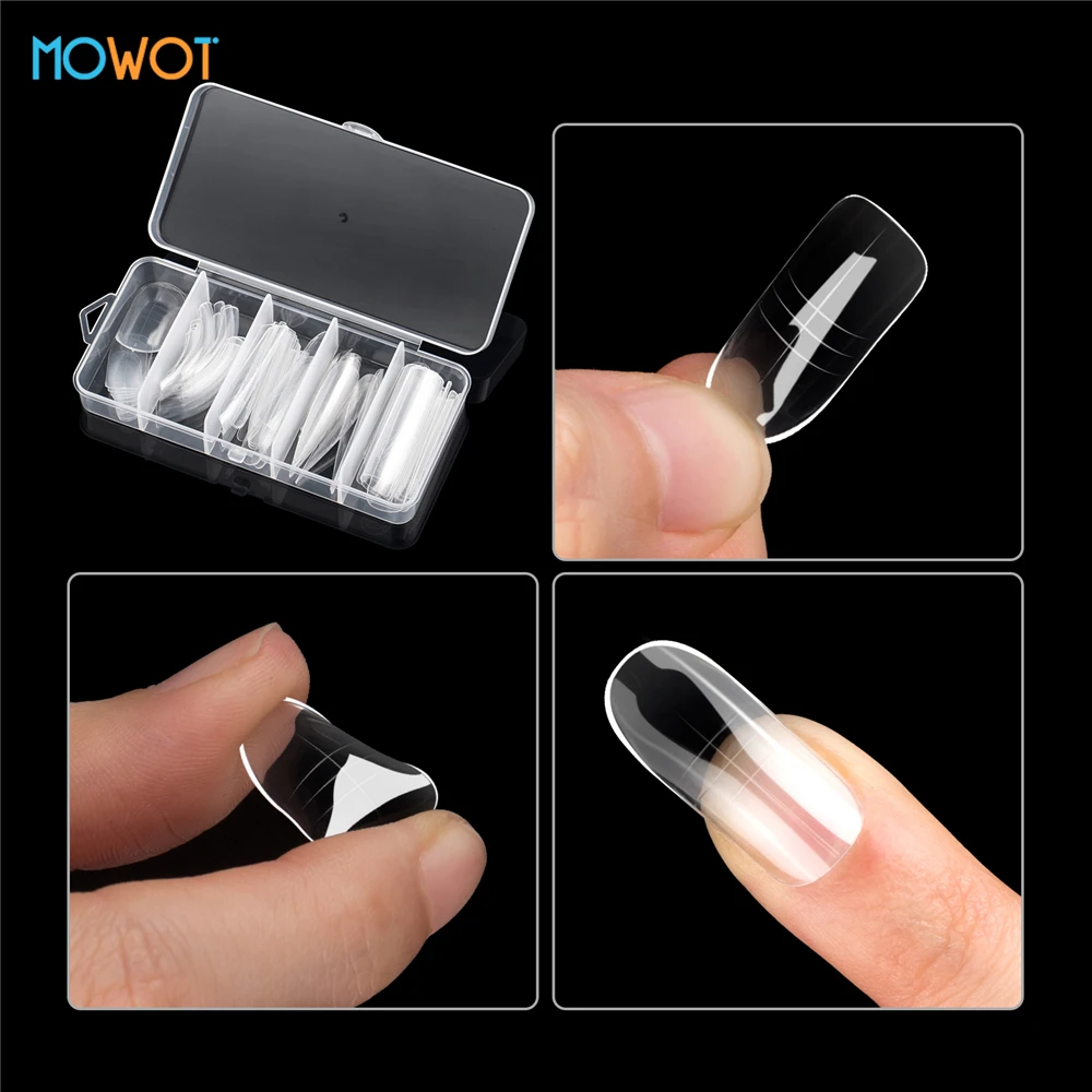 MOWOT غطاء كامل أشكال مزدوجة مجموعات قوالب الأظافر قابلة لإعادة الاستخدام الاكريليك بناء سريع هلام قالب أظافر صناعية نصائح تمديد أدوات مانيكير