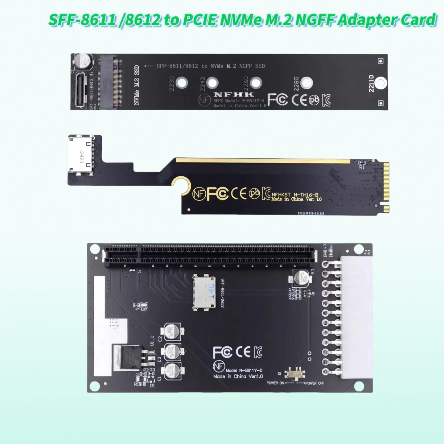 

НОВЫЙ адаптер Oculink 4X SFF-8611 SFF-8612 к PCIE 16x NVMe M.2 NGFF M-Key