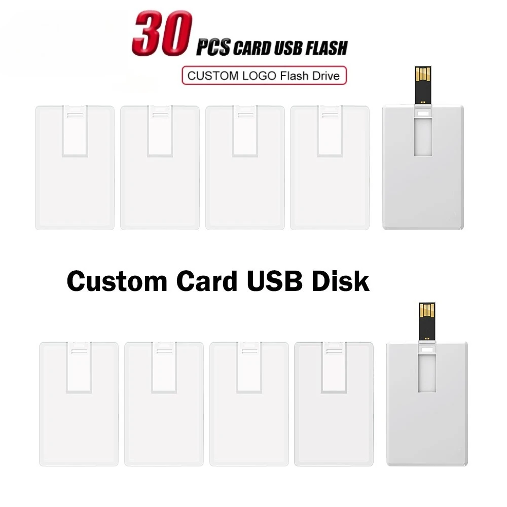 

30 шт./лот, форма карты с логотипом для бизнеса, пластиковая USB-накопитель, 32 ГБ, 64 ГБ, флэш-накопитель для банкоматов, кредитная визитная карта, USB-флеш-накопитель