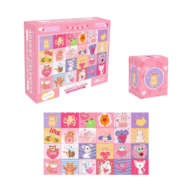

Advent Calendar Valentine's Day Puzzle Jigsaw Puzzle Toys Pet Jigsaw Puzzle For Adults 24 Box 1008 Pieces Advent Calendar