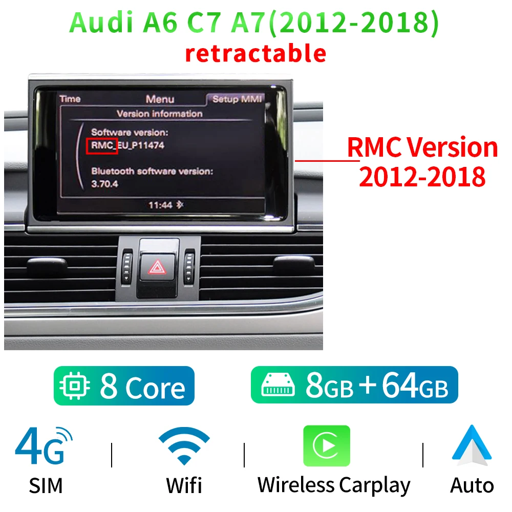 8 Core Android 14 System Car Multimedia Stereo For Audi A6 C7 A7