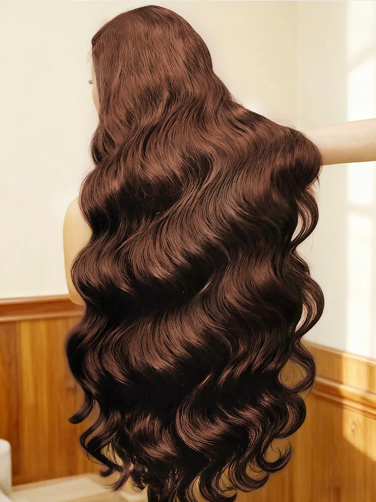 Parrucche frontali in pizzo 13x6 HD dell'onda del corpo Parrucche frontali in pizzo colorato Onda d'acqua Capelli umani 220 Densità Marrone cioccolato 13x4 Parrucca anteriore in pizzo per capelli umani