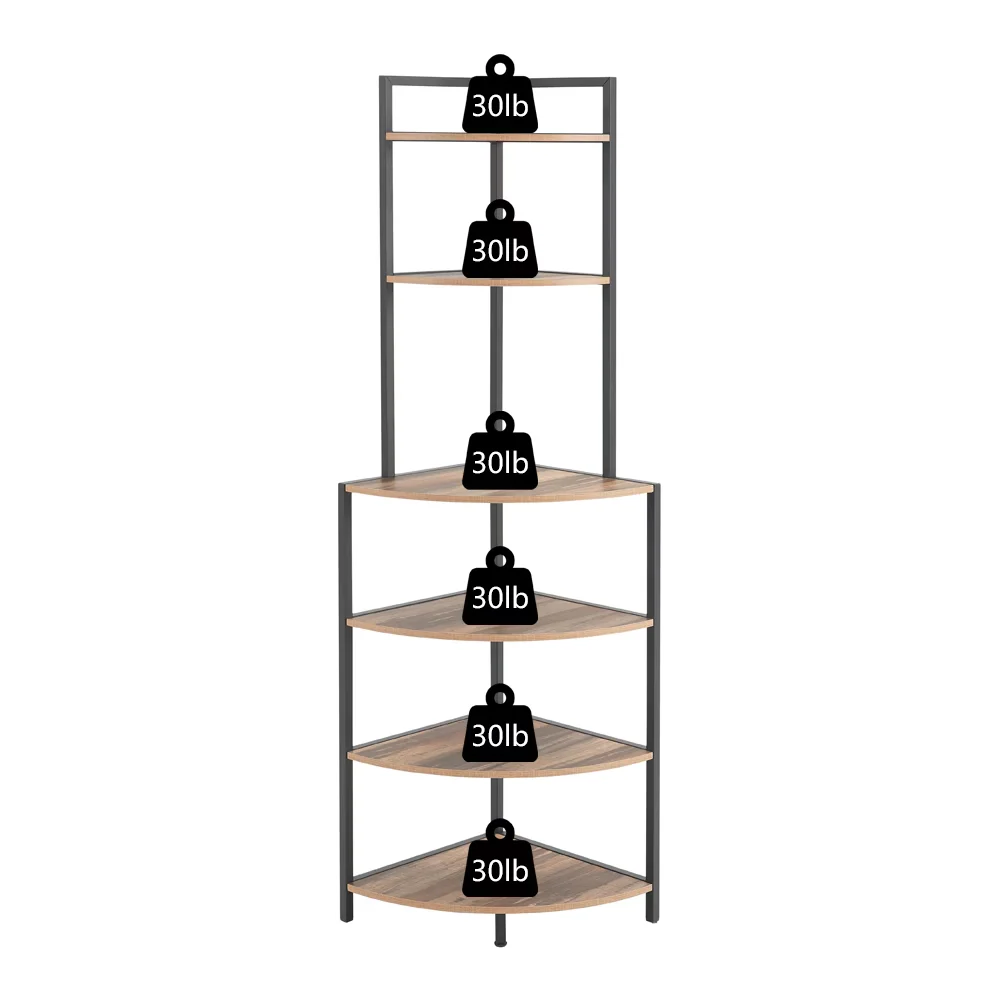 Corner Shelf Stand,6 Tier Ladder Bookshelf,Bookcase Display for Living Room,Kitchen,Home Office