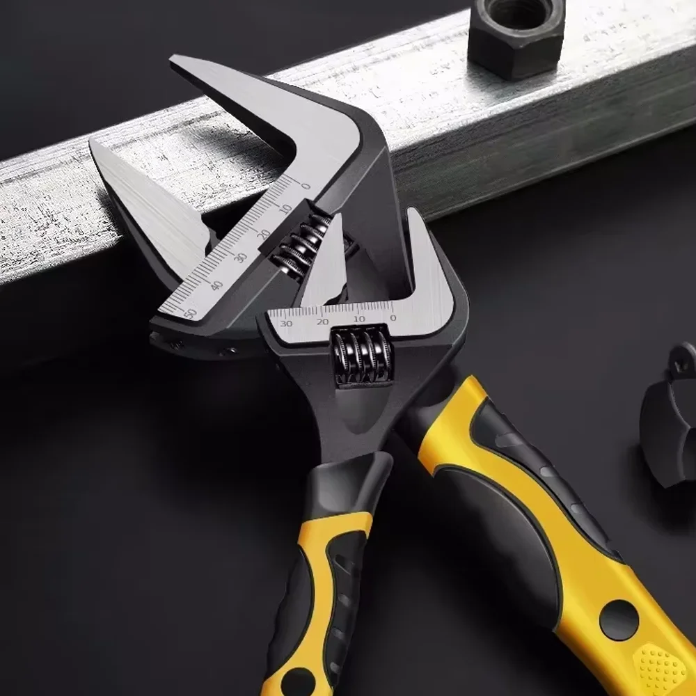 مفتاح ربط قابل للتعديل من الفولاذ المقاوم للصدأ مفتاح ربط عالمي للحمام كبير مفتوح عالي الجودة أداة إصلاح السباكة المنزلية #4