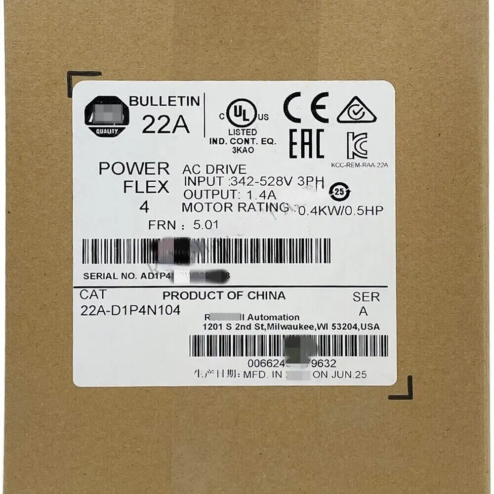 

1P 22A-D1P4N104 New Sealed 22AD1P4N104 /A PowerFlex 4 0.4 kW 0.5 HP AC Drive