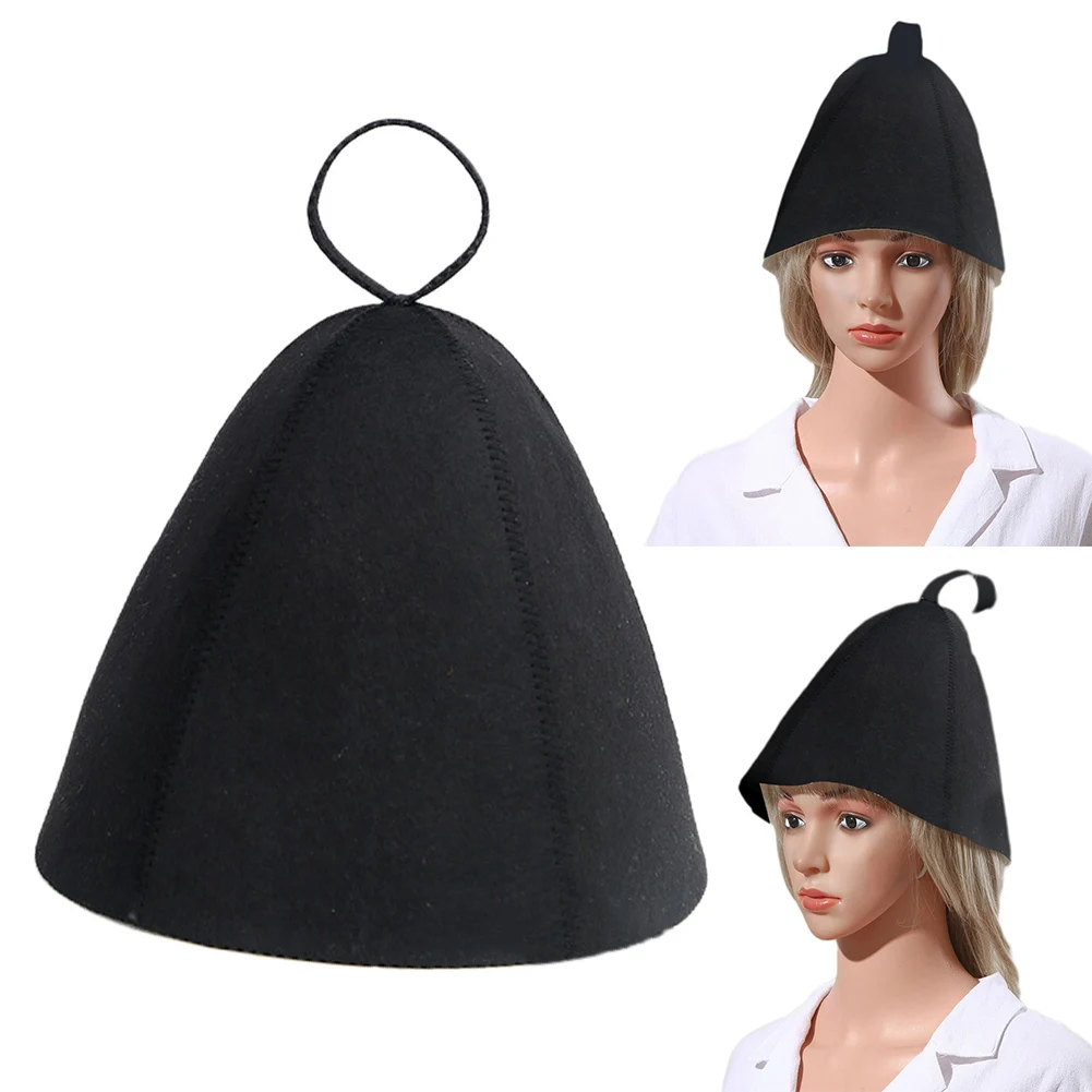 Thicken Wool Felt Sauna Hat Anti Heat Free Size Shower Cap Hair Protection Spa Sauna Shower Cap Bathroom Accessories 25x23cm