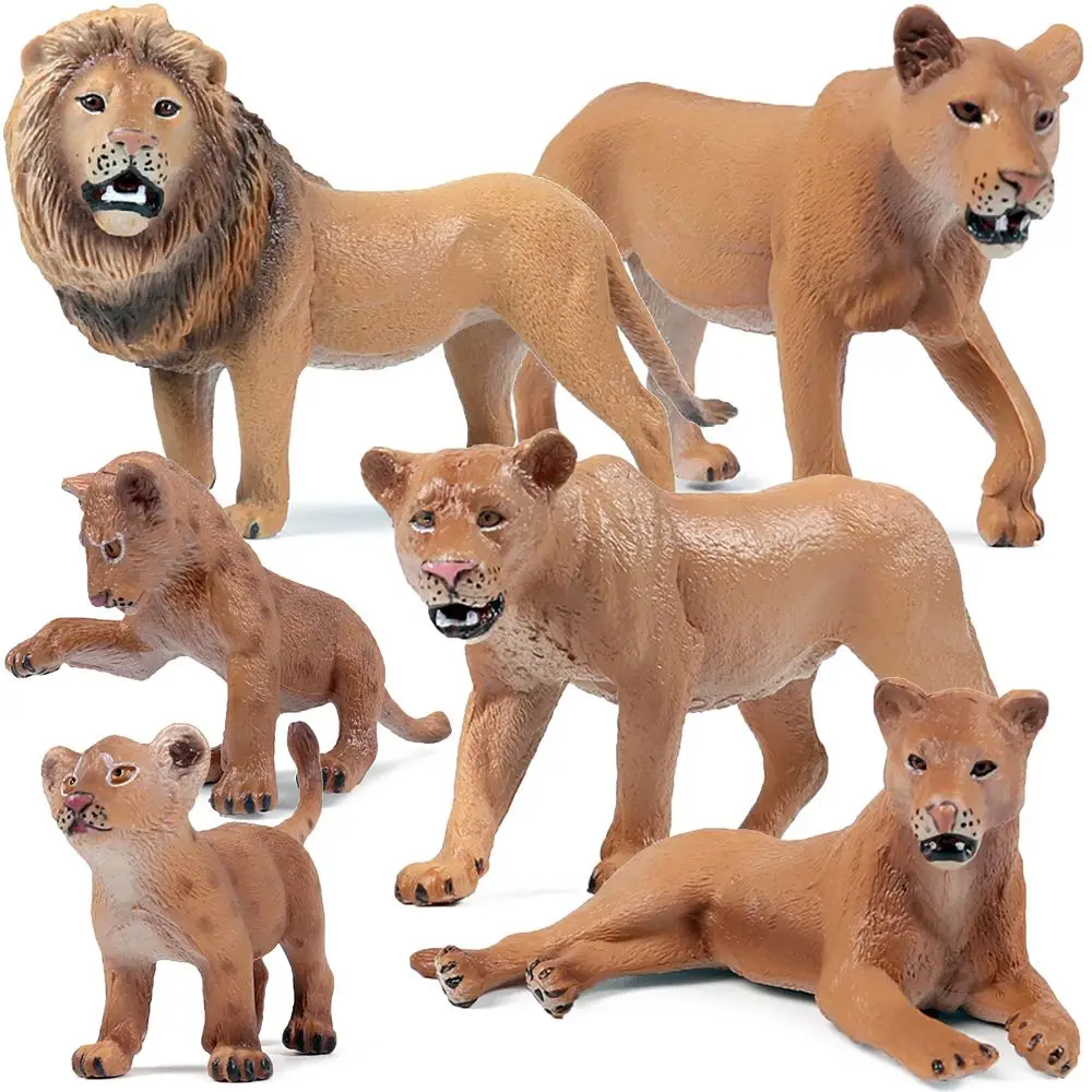 Lion Family Models Lioness Cub Figurines Wild Animal Simulation Wildlife Early Learning Educational Toy Science Nature Zoo Scene